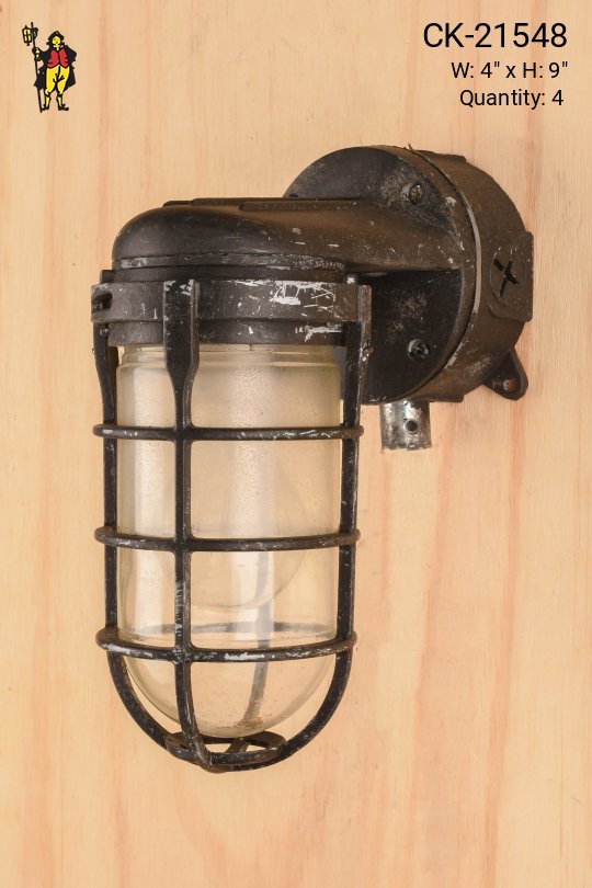 Black Distressed Vapor Proof Caged Wall Light