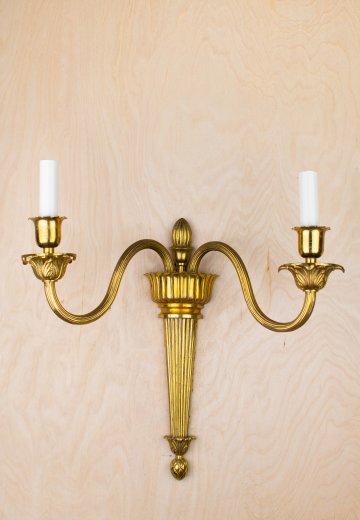 Two Candle Brass Wall Sconce