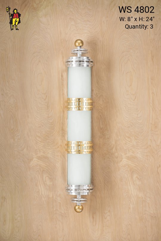 Frosted Glass & Gold Tall Wall Sconce