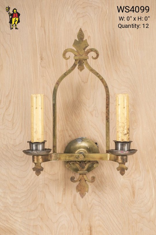 Two Light Vintage Brass Wall Sconce