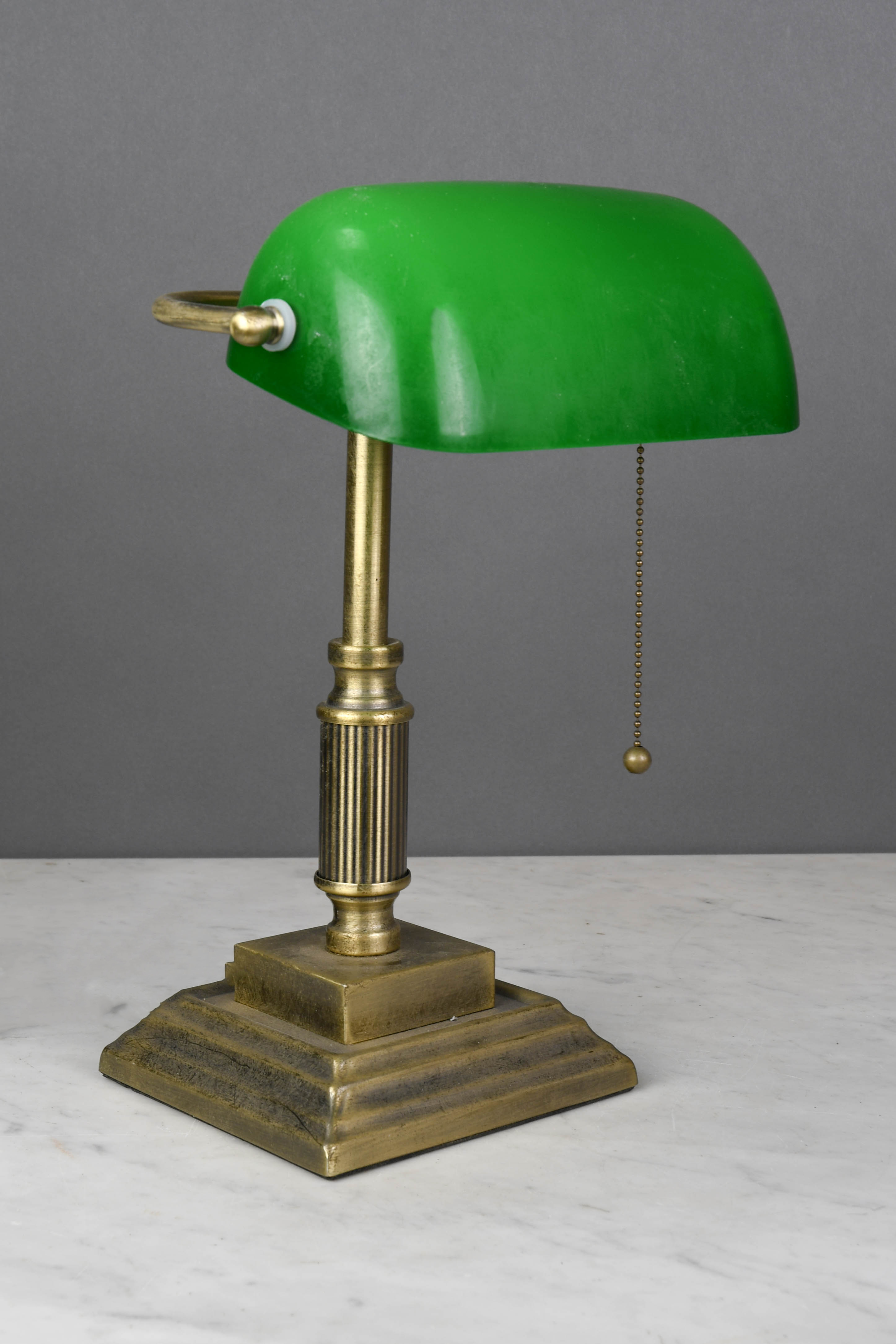 Green Shaded Brass Banker's Lamp Desk Lamps Collection City