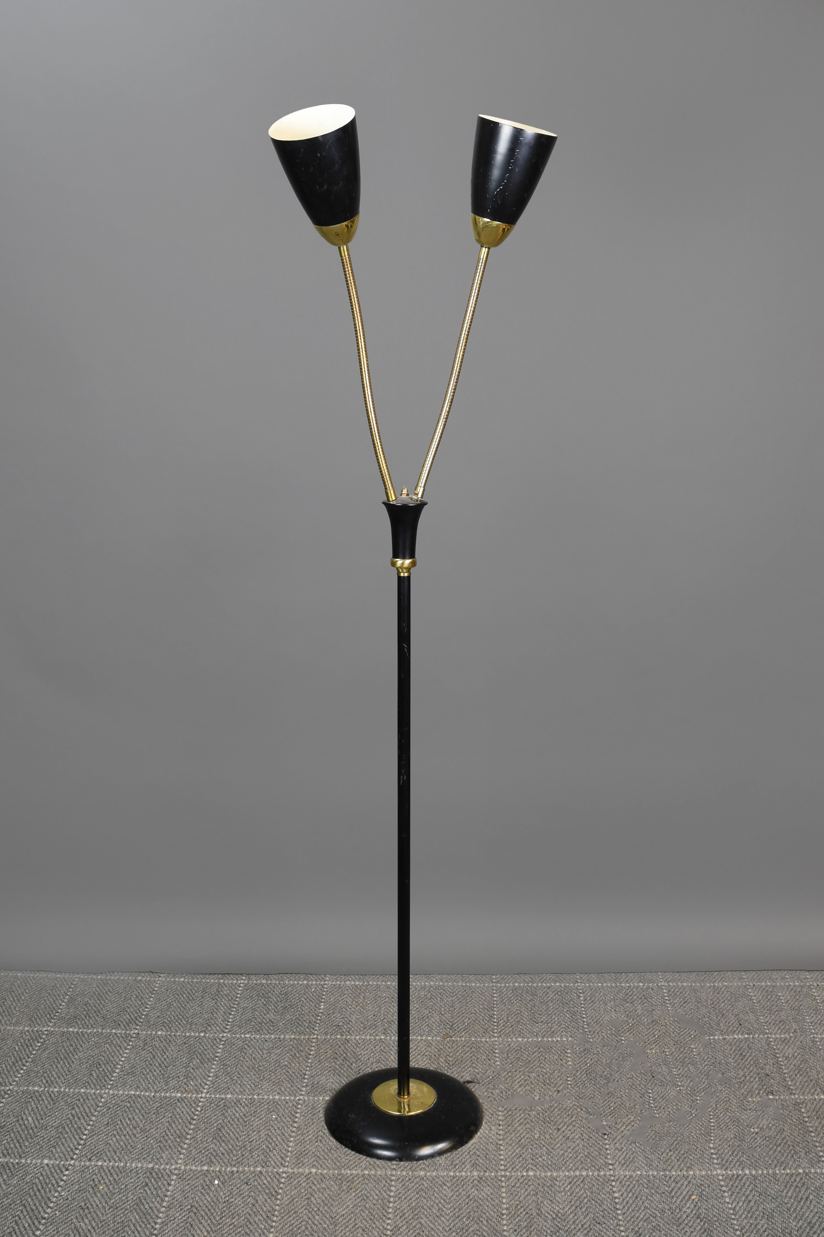 Mid Century Adjustable Directional Black & Brass Floor Lamp | Floor ...