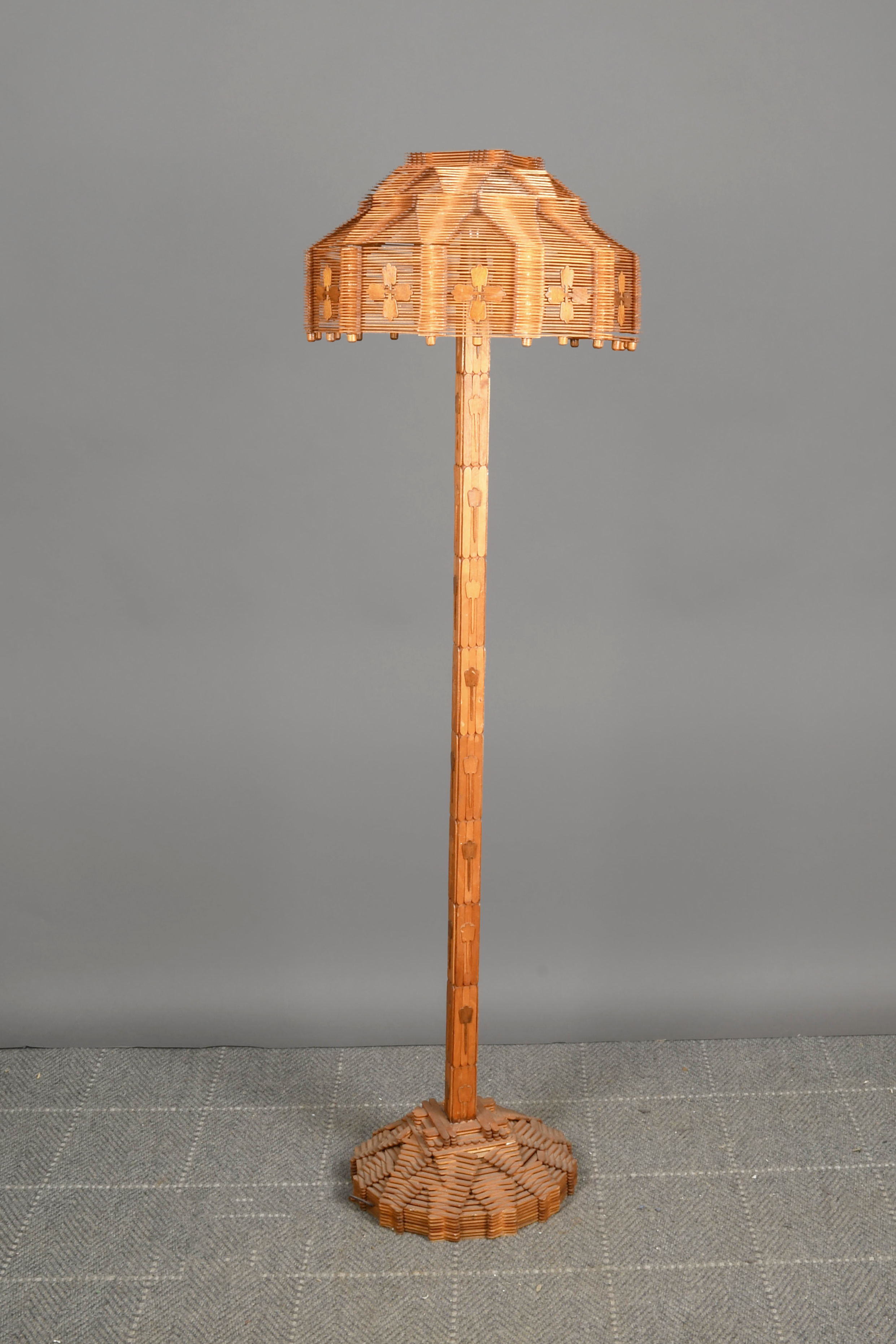 Stick wooden online floor lamp