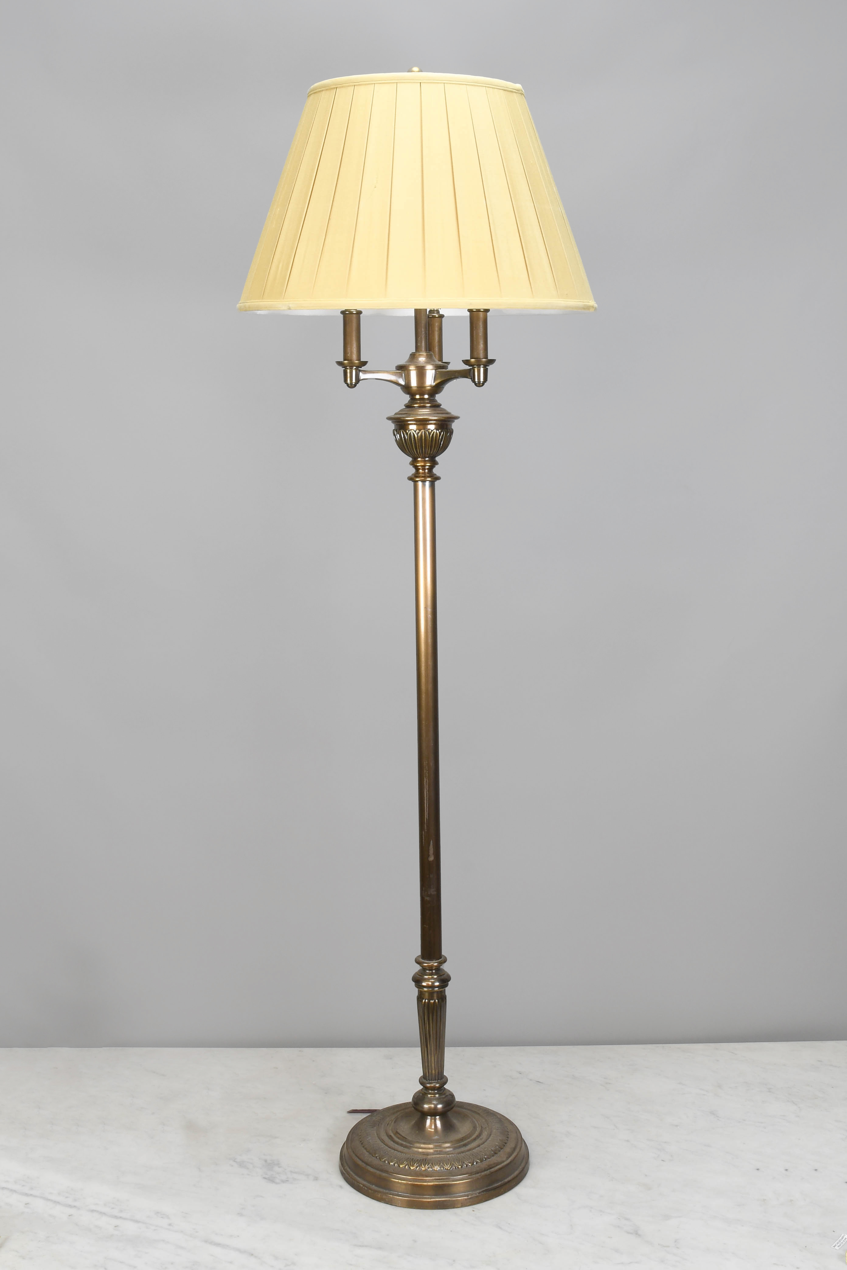 Three Candle Antique Brass Floor Lamp, Floor Lamps