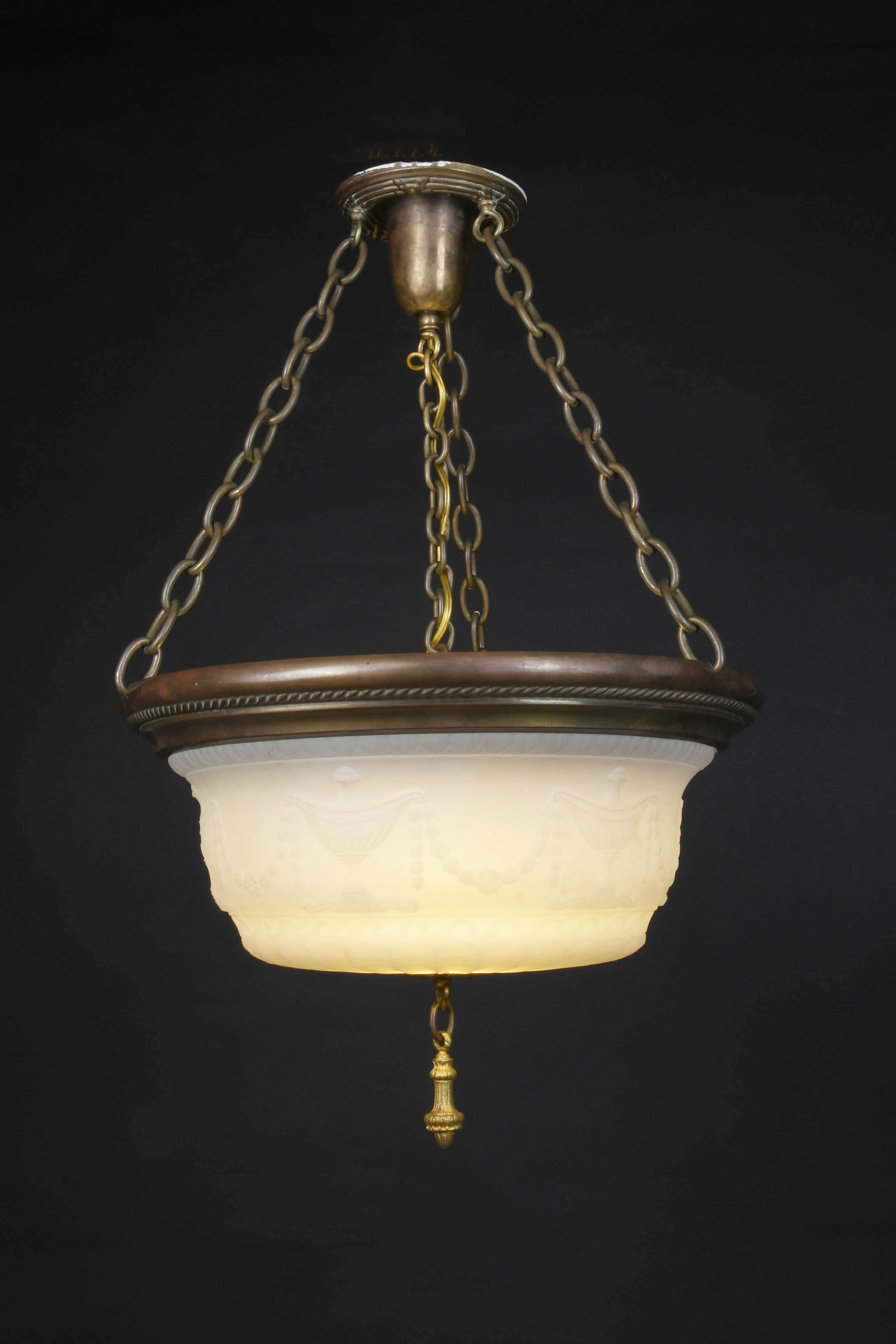 Bronze SemiFlush Glass Bowl Hanging Fixture Hanging Fixtures