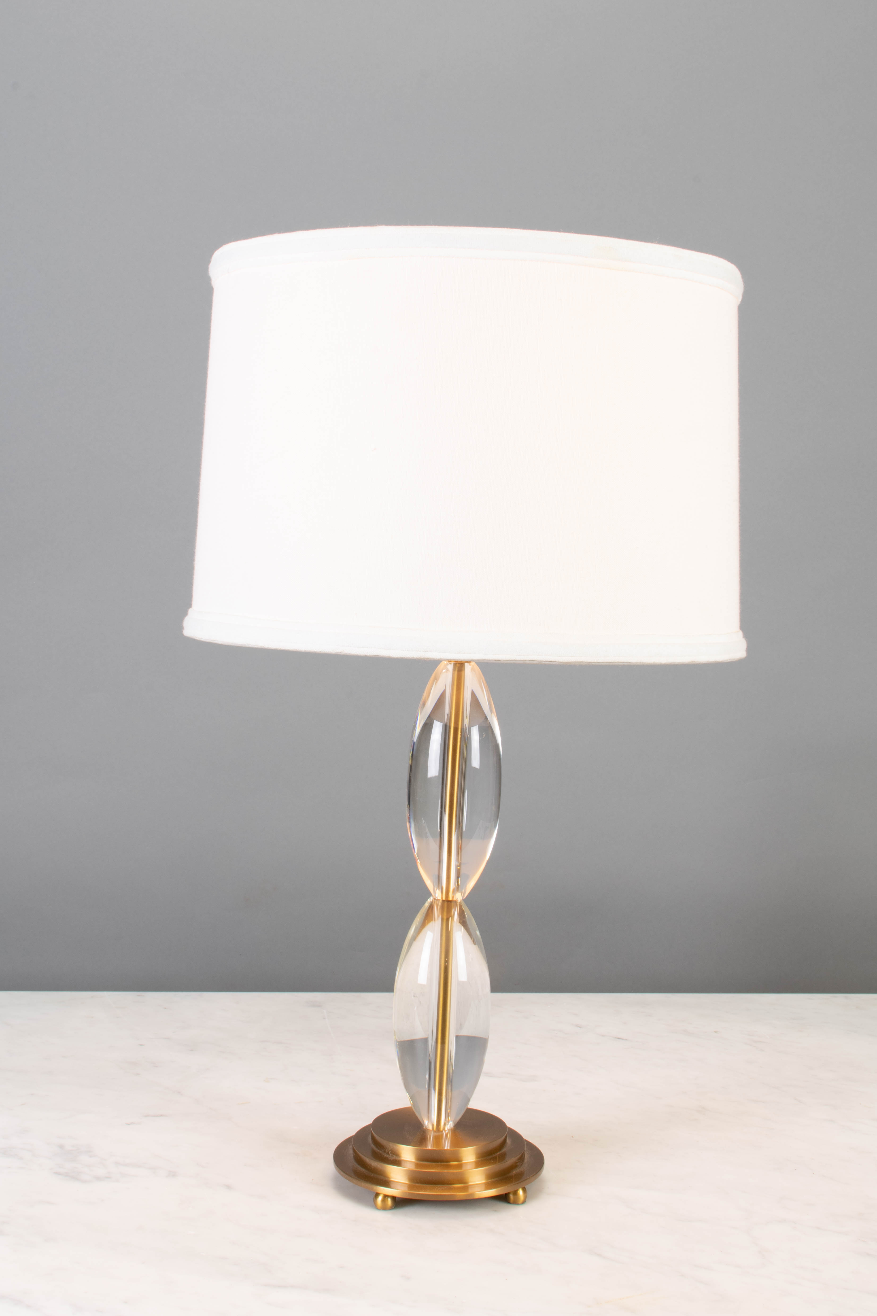 Contemporary Glass Table Lamp w/Brass Base Table Lamps Collection