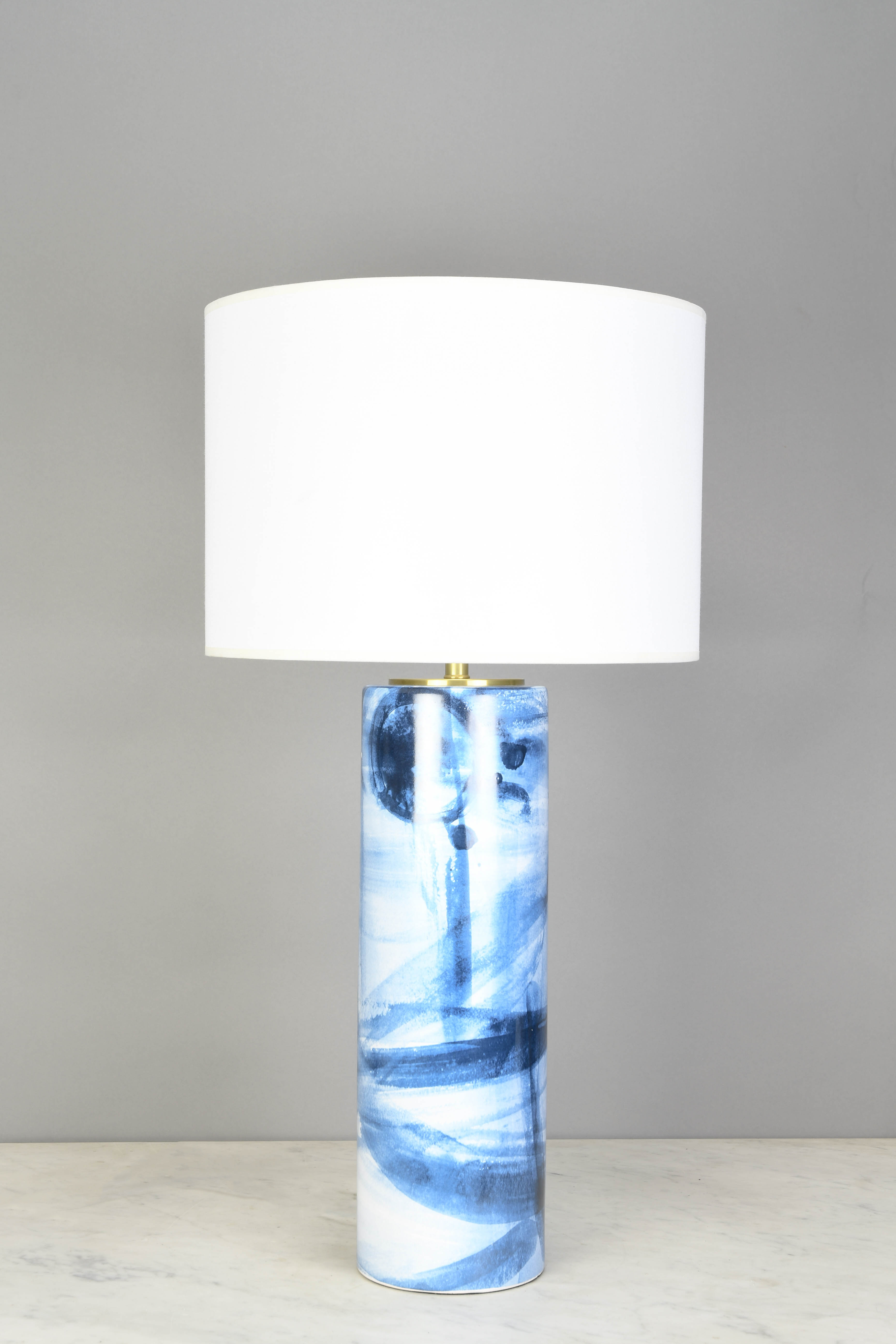 Blue & White Abstract Table Lamp Table Lamps Collection City Knickerbocker Lighting Rentals