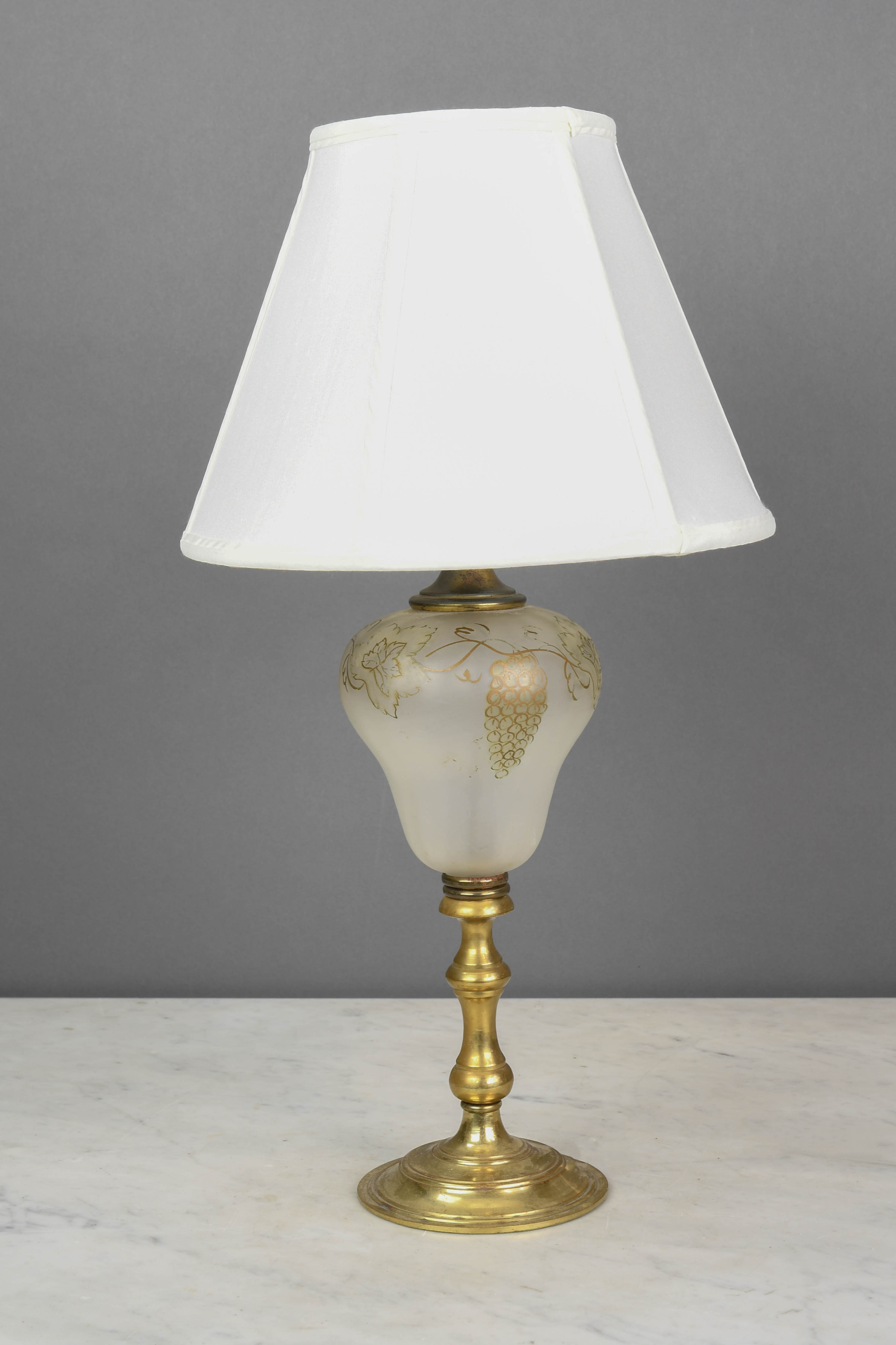 Brass & Glass Painted "Grapes" Table Lamp Table Lamps Collection