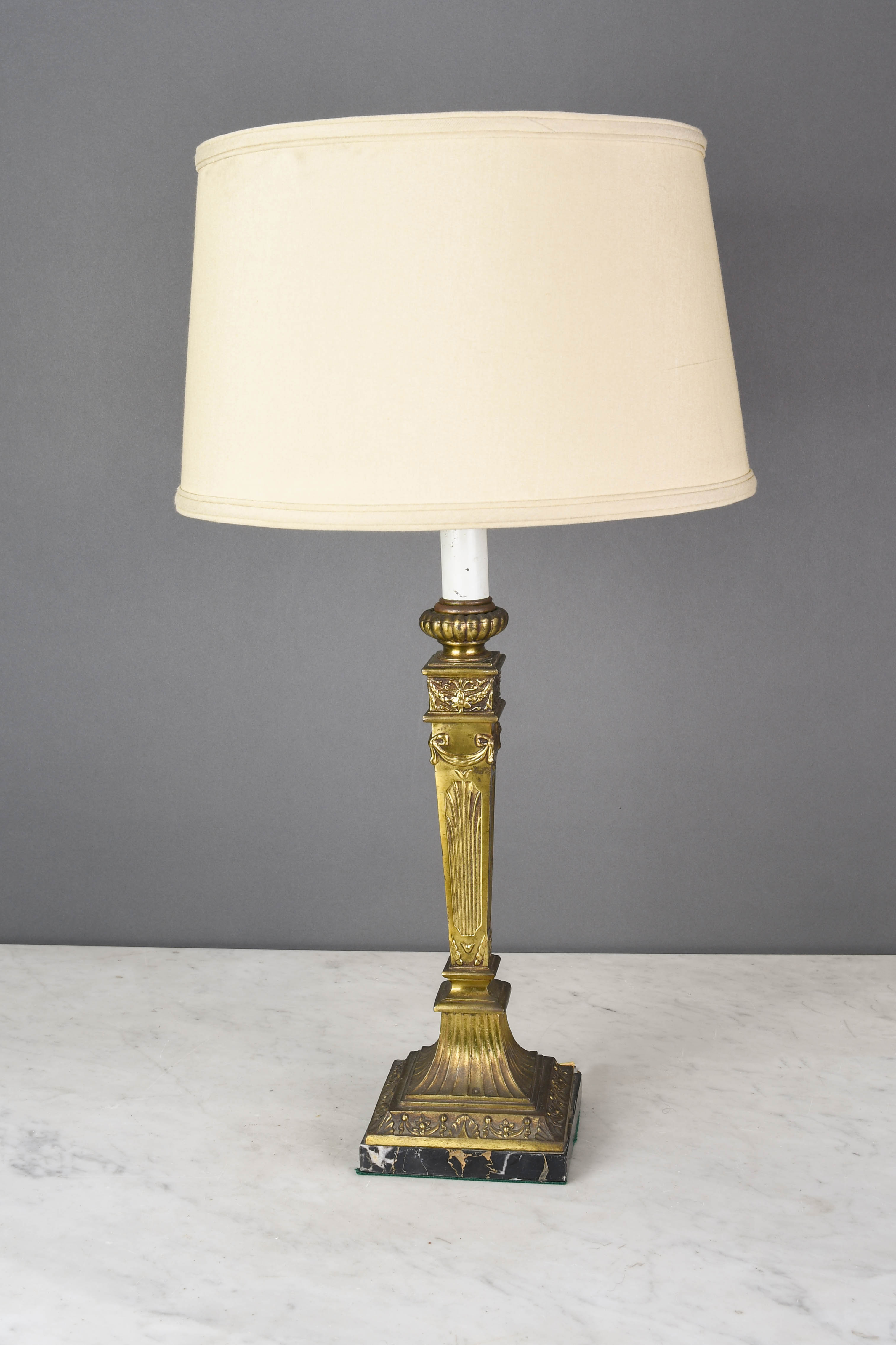 Single Candle Brass And Marble Table Lamp Table Lamps Collection City Knickerbocker