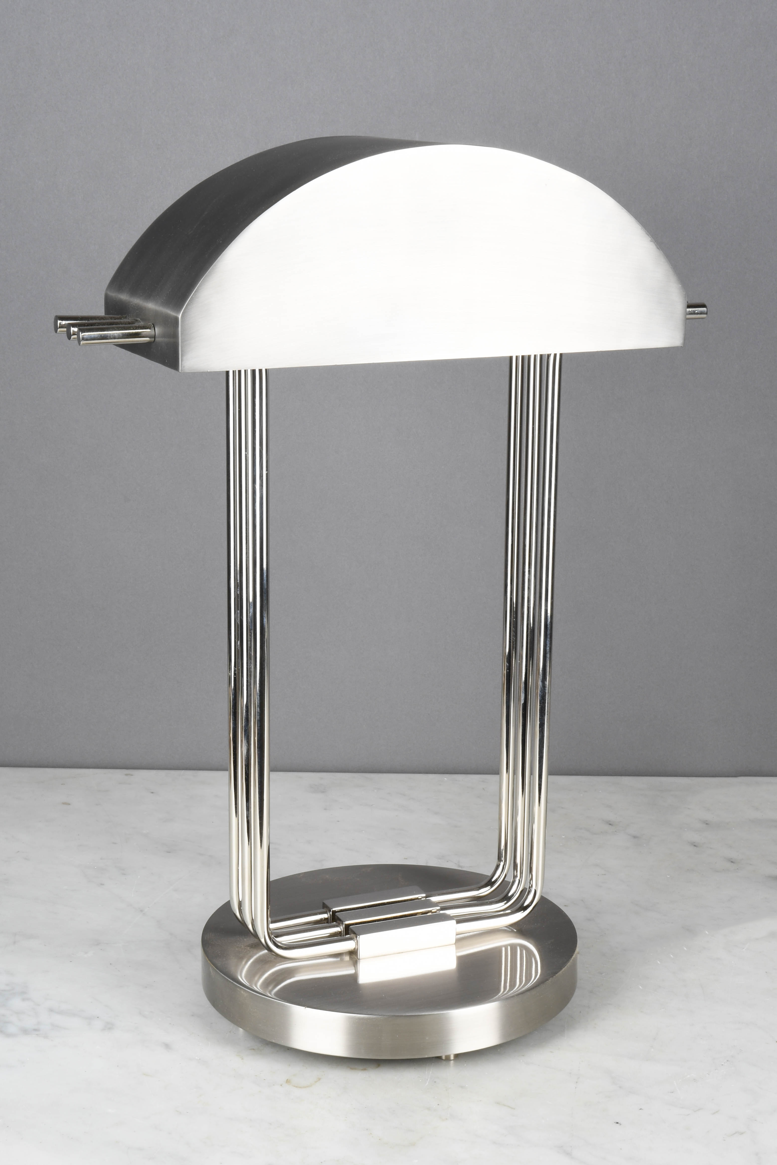 Brushed Nickel Metal Shaded Desk Lamp Table Lamps Collection City Knickerbocker Lighting 3249