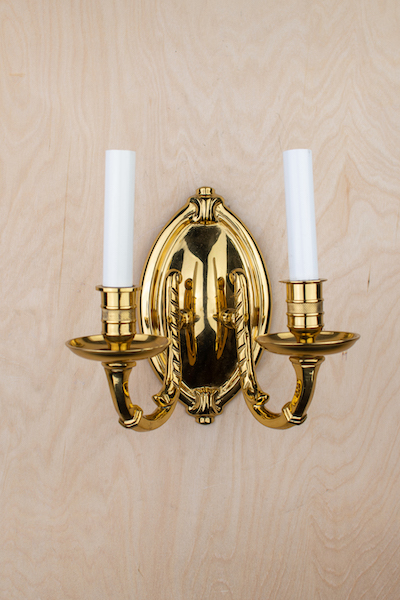 Polished Brass Two Candle Deco Wall Sconce Wall Lights Collection City Knickerbocker