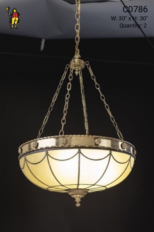 Curved Amber Glass Inverted Bowl Pendants