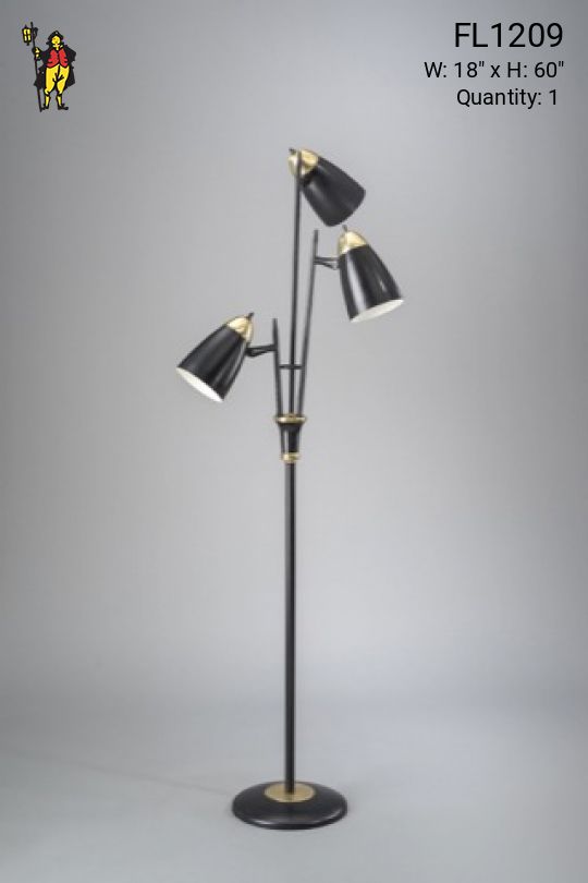 Black & Brass Mid-Century Floorlamp