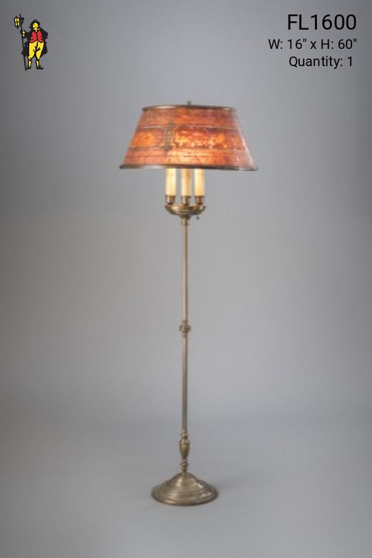 Three Light Floorlamp w/Etched Mica Lampshade