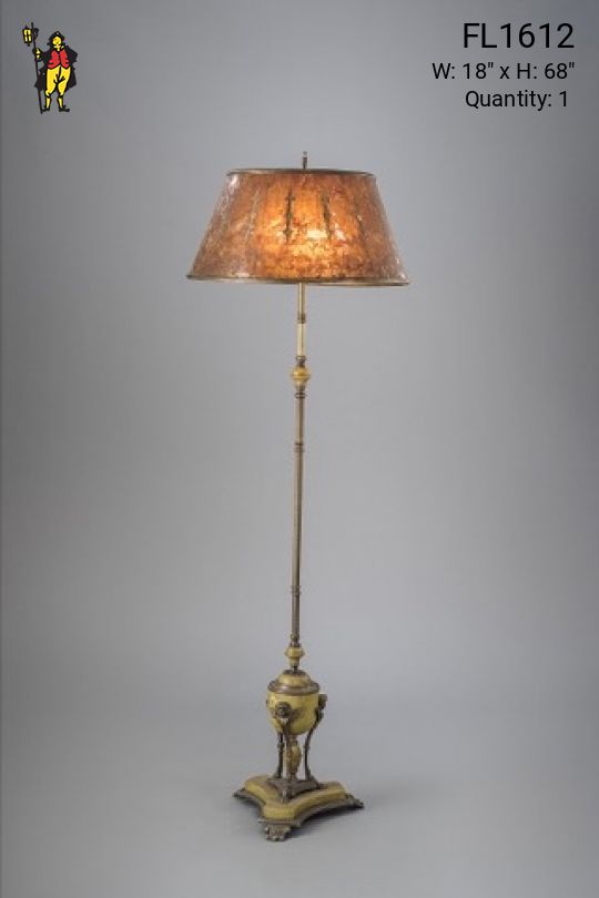 Antique Brass Floorlamp w/Mica Lampshade