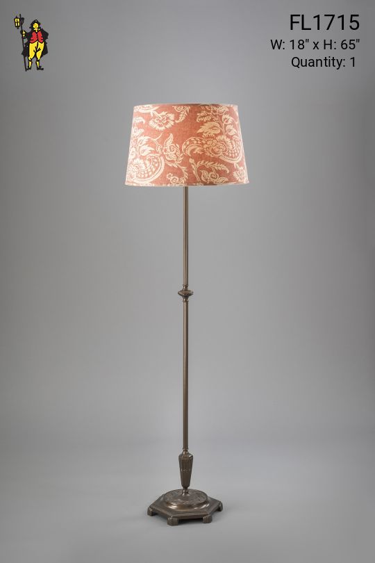 Brass Floorlamp w/Floral Shade