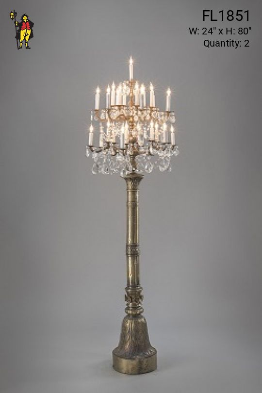 Standing Candelabra Floorlamp w/Crystal Drops