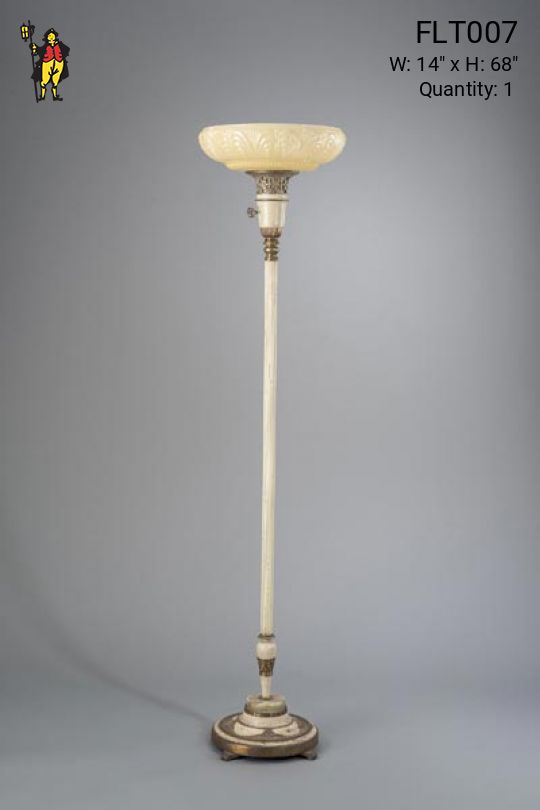 1940's Style Antique White Torchère