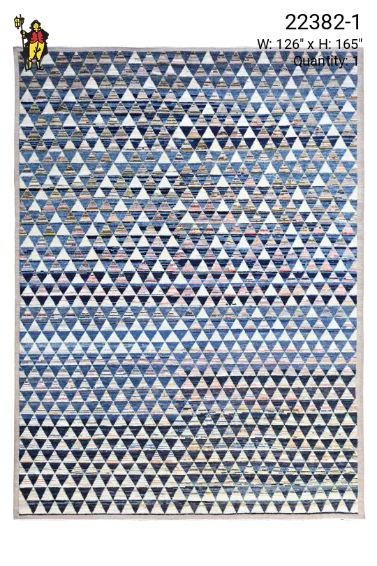 Antique Style Blue Modern Geometric Pattern Area Rug (10' 5" x 13' 9")