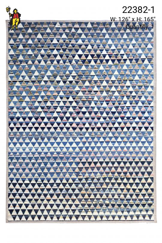 Antique Style Blue Modern Geometric Pattern Area Rug (10' 5" x 13' 9")