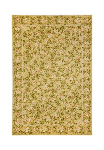 Transitional Geometric Floral Needlepoint Area Rug (6' x 9')