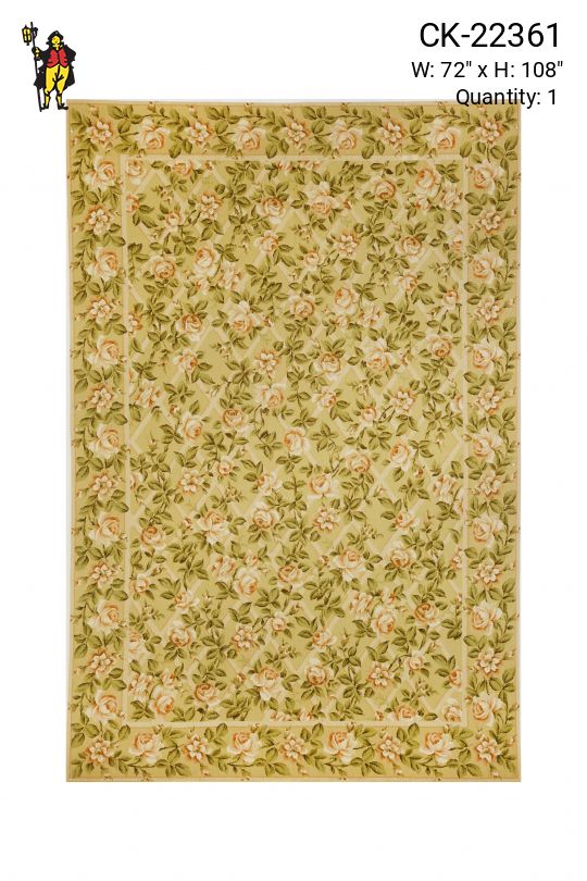 Transitional Geometric Floral Needlepoint Area Rug (6' x 9')