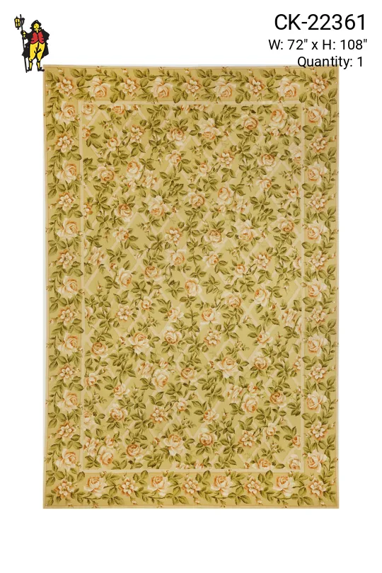 Transitional Geometric Floral Needlepoint Area Rug (6' x 9')