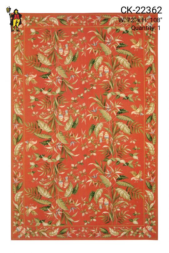 Red Floral Needlepoint Area Rug (6' x 9')