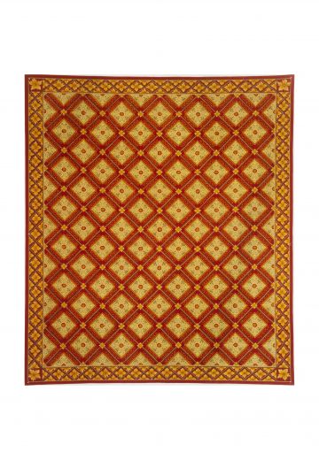 Red Formal Geometric Needlepoint Area Rug (6' x 8' 1")