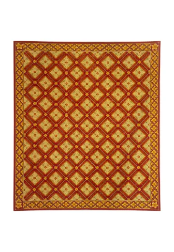 Red Formal Geometric Needlepoint Area Rug (6' x 8' 1")