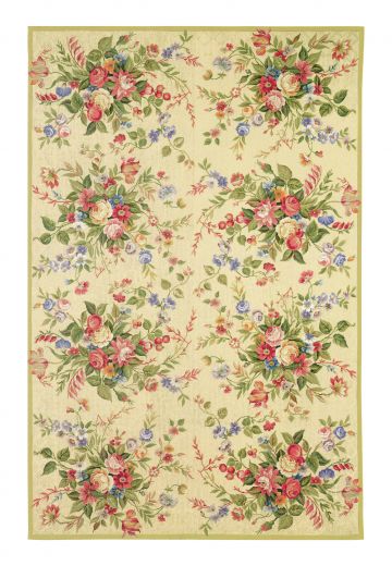 Transitional Multicolor Floral Needlepoint Area Rug (6' x 9')