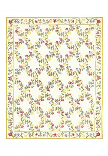 Off White Floral Needlepoint Area Rug (8' 2" Round)