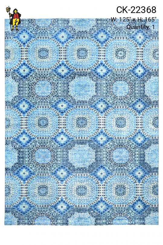 Blue Transitional Geometric Area Rug (10' 5" x 13' 9")