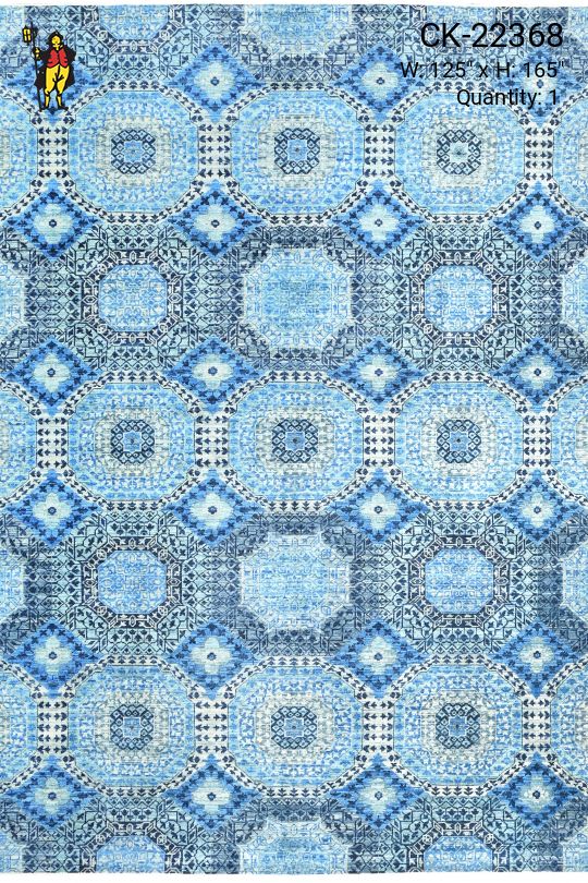 Blue Transitional Geometric Area Rug (10' 5" x 13' 9")