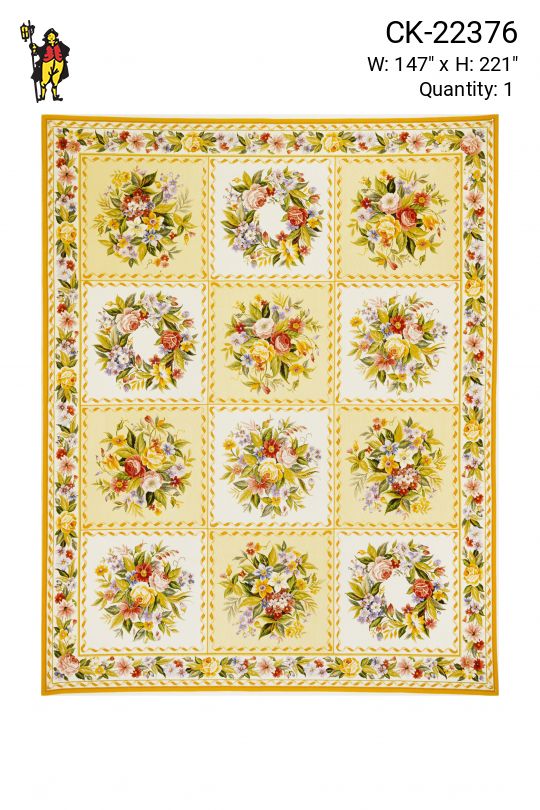Traditional Floral Yellow & White Needlepoint Area Rug Runner (12' 3" x 18' 5")