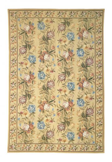 Floral Traditional Bordered Needlepoint Area Rug (8' x 10')
