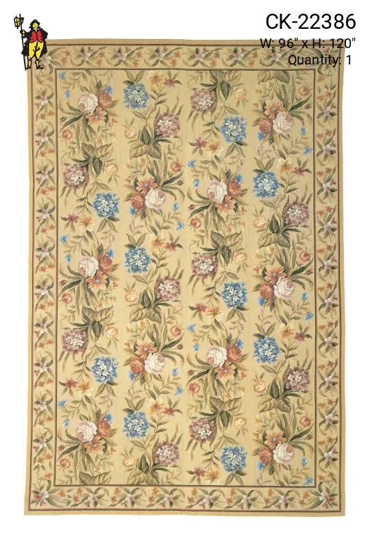 Floral Traditional Bordered Needlepoint Area Rug (8' x 10')