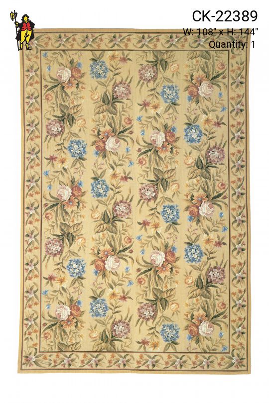 Beige Floral 7x7 Stitch Area Rug (9' x 12')