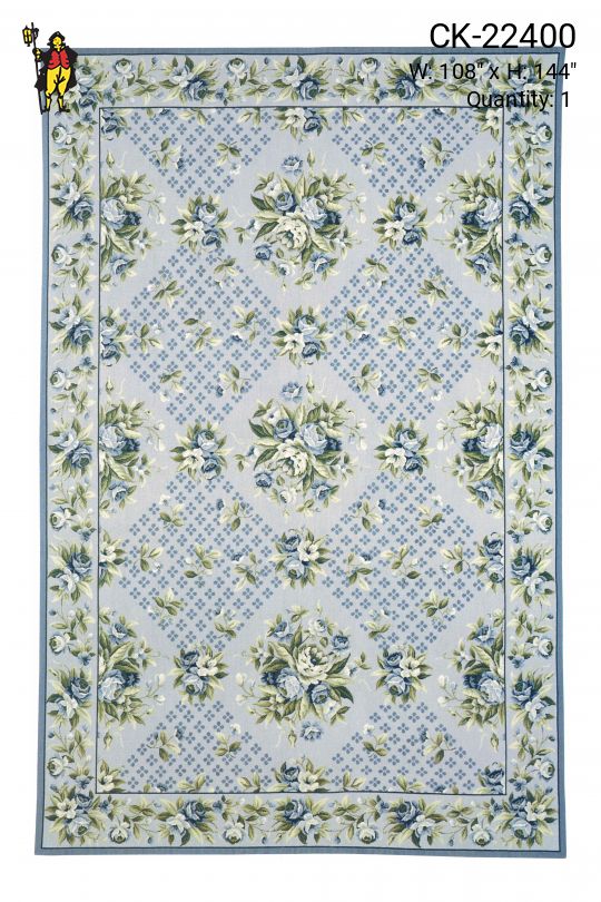 Blue Floral Needlepoint Area Rug (9' x 12')