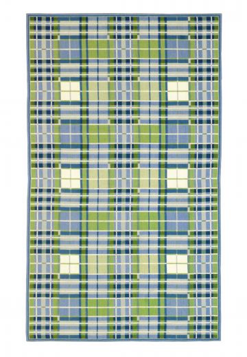 Blue & Green Plaid Needlepoint Area Rug (8' 3" x 10' 2")