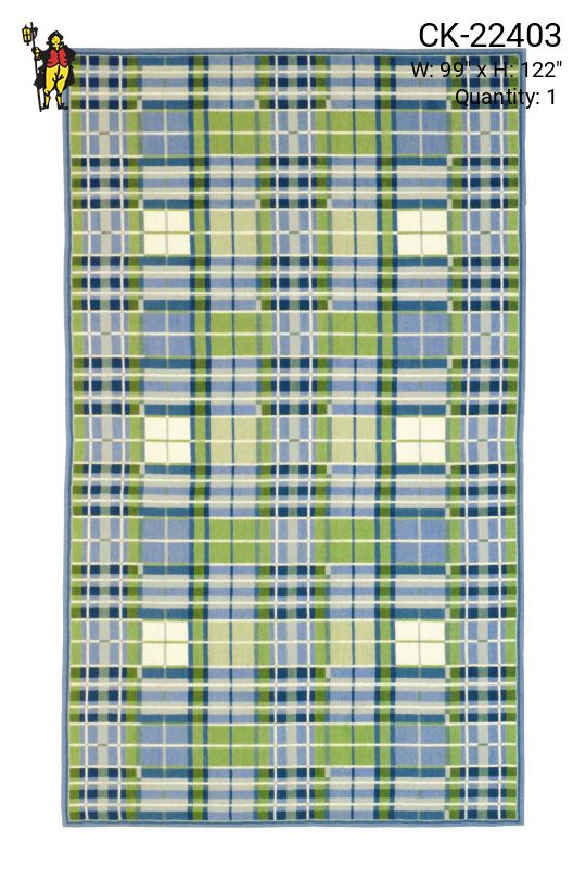 Blue & Green Plaid Needlepoint Area Rug (8' 3" x 10' 2")