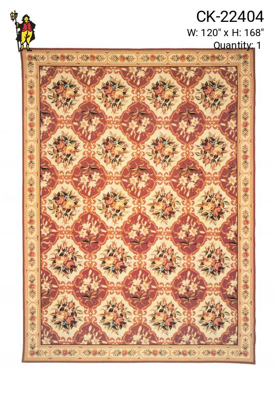 Rust & Ivory Floral Needlepoint Area Rug (10' x 14')