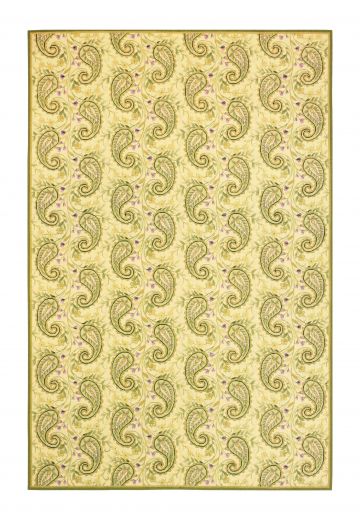 Ivory & Green Transitional Needlepoint Area Rug (6' x 9')