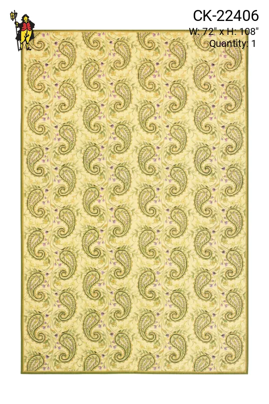 Ivory & Green Transitional Needlepoint Area Rug (6' x 9')