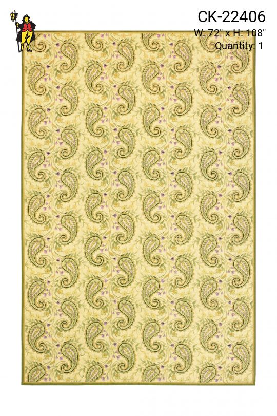 Ivory & Green Transitional Needlepoint Area Rug (6' x 9')