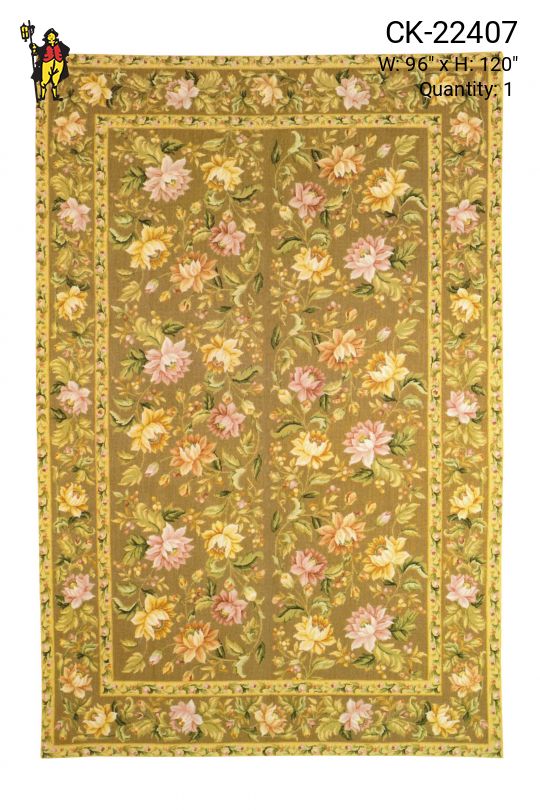 Floral & Earthtone Bordered Needlepoint Area Rug (8' x 10')