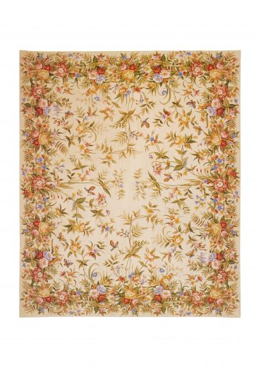 Borderless Floral Needlepoint Area Rug (9' 3" x 13' 3")