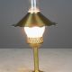 Brass Plug In Cafe Table Lamp w/Frosted Glass Chimney & Scallop Shade - Candelabra #0