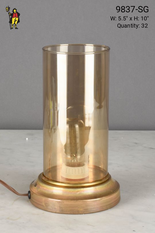 Mid Century Smoke Glass Plug In Cafe Table Lamp - Edison