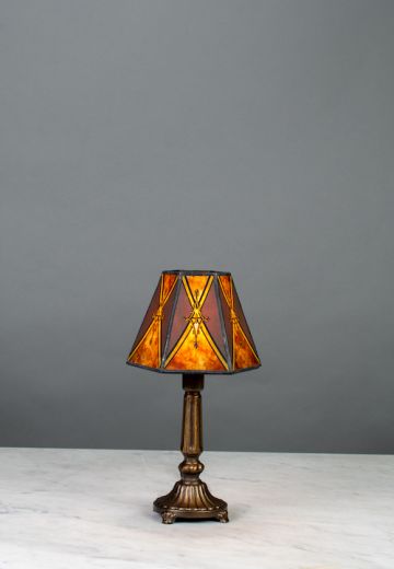 Footed Bronze Column Plug In Cafe Table Lamp